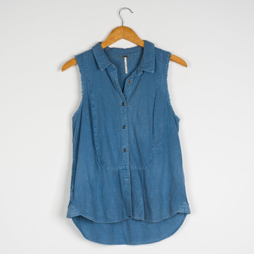 Women's Free People Sleeveless Chambray Shirt Size Extra Small
